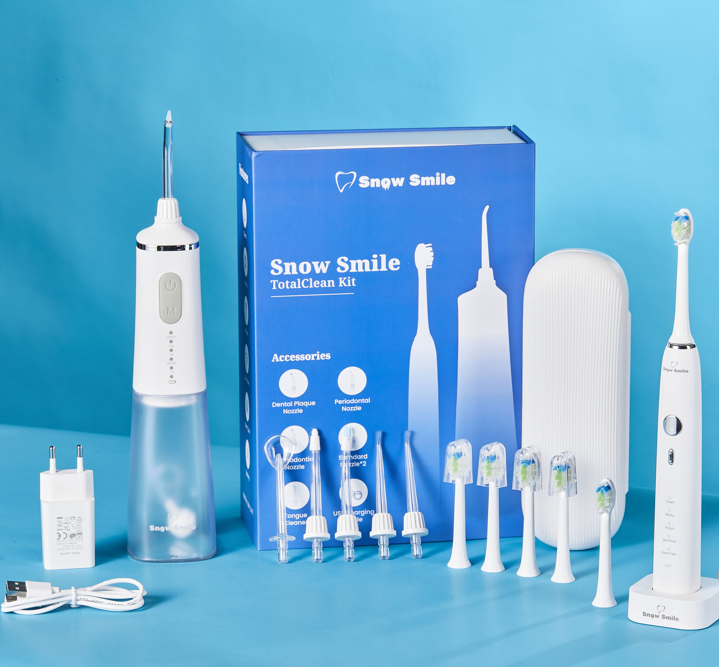 Snow Smile® Sonic elektrisk tannbørste og vannflosser – kombinert sett